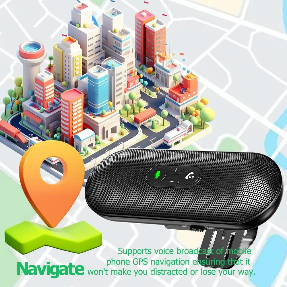 Bluetooth 5.4 Speaker Handsfree Car Kit Sun Visor Clip Wireless Audio Receiver Speakerphone Loud Music Player Dual Microphone Lootquake LLC
