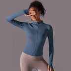 Women's Full Zip Yoga Top With Thumbholes - SJB-DIAMOND ELITES