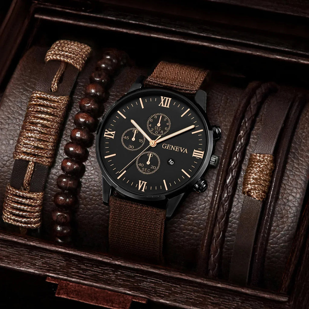 4/5PCS Fashion Men Watches Casual Male's Quartz Watch Bracelets Set Relogio Masculino Reloj Hombre（Without Box） Lootquake LLC