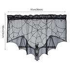 Halloween Decoration Bats Tablecloth Black Lace Spider Web Curtains for Lampshade Fireplace Halloween Party Decor Horror Props