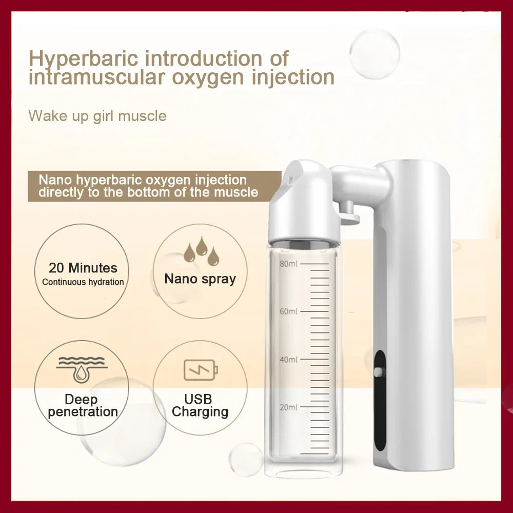 New 80ml Oxygen Injection Instrument Water Replenishing Spray Household Hand-held Face Cold Spray Humidifier Beauty Health Lootquake LLC