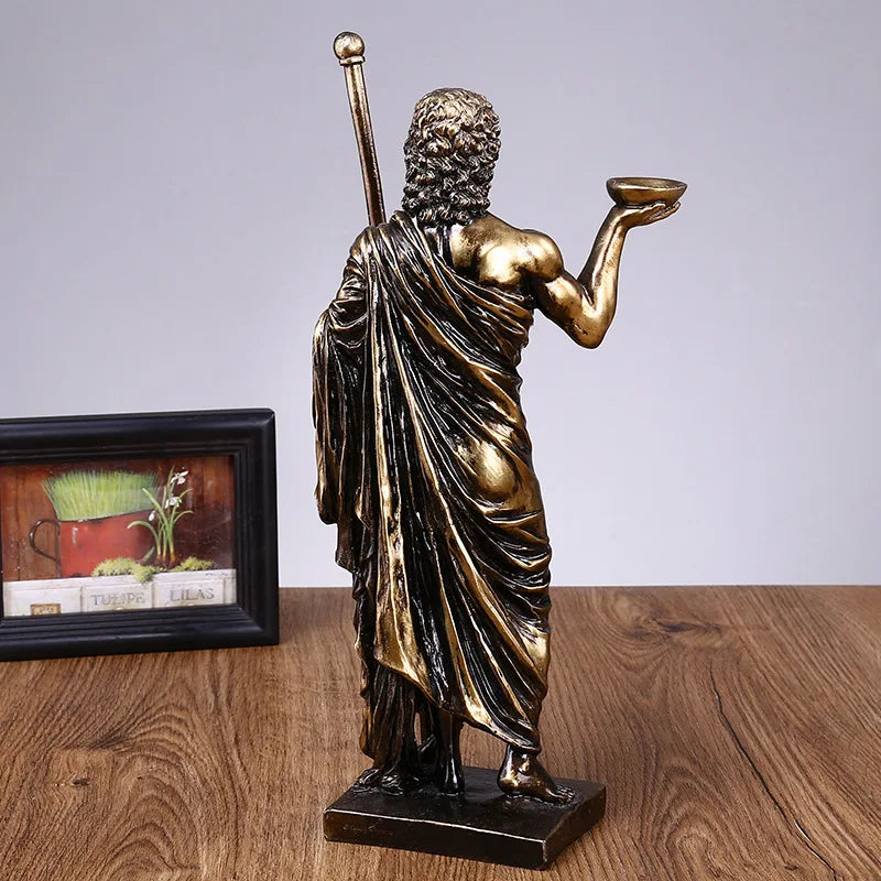 Greek Medical God Sculpture Asclepius Medicine Statue for Home Desktop Decoration Indoor Ornaments Sculptural Home Decor Gift Lootquake LLC