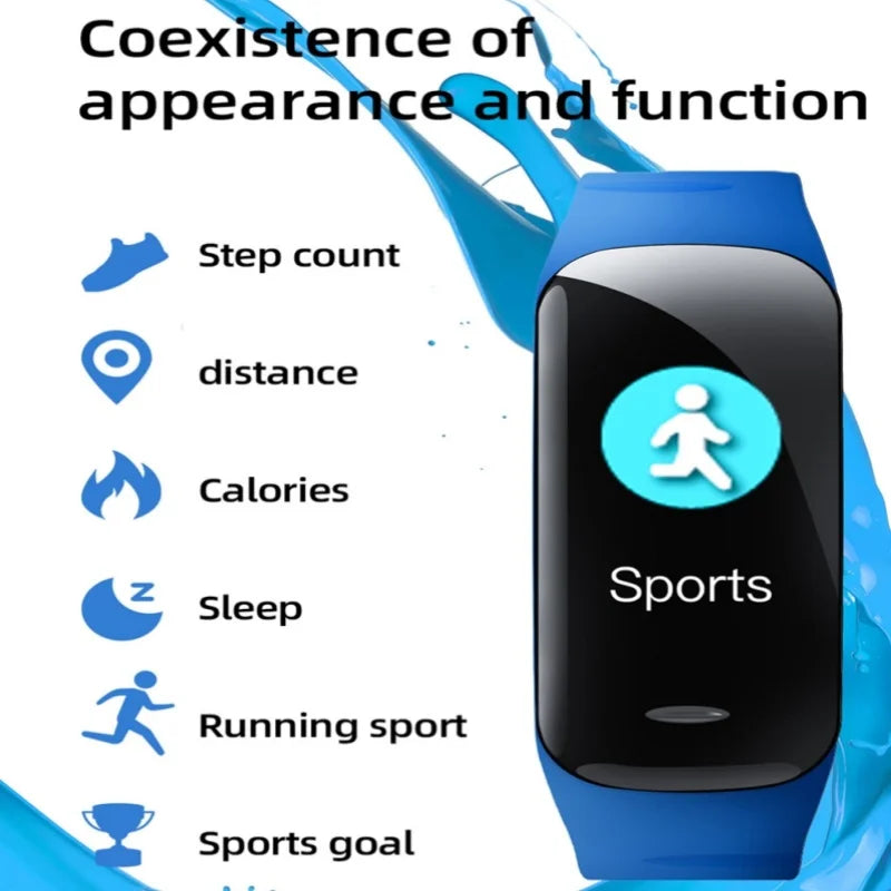 Smart Watch C1 Plus Bluetooth Step Counting Sports Bracelet Fitness Tracker Heart Rate Blood Pressure Sleep Men Women Gift