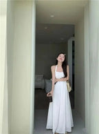 Summer Vacation Dress Thailand Style Open-back Halter Neck Age-reducing Photography Beach Long Dress Belted