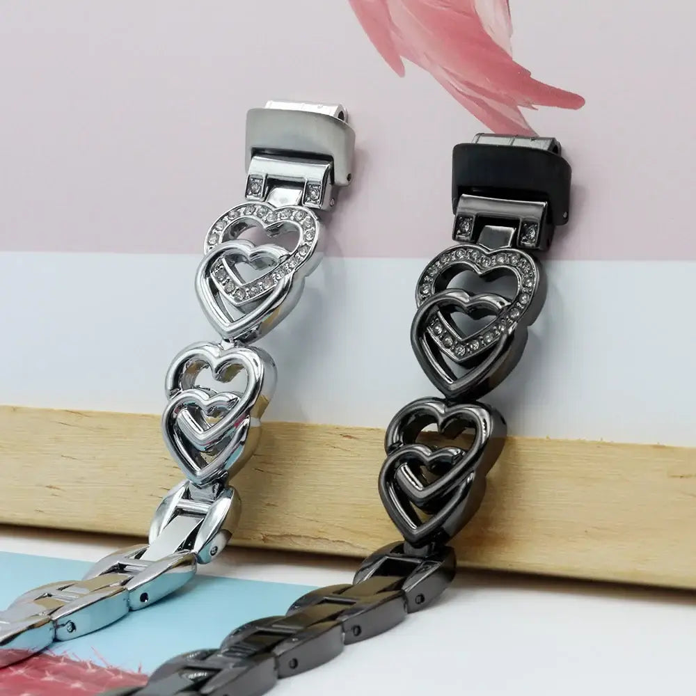 Fitbit Inspire 3 Steel Heart Design Band – Elegant Stainless Steel Strap - SJB-DIAMOND ELITES