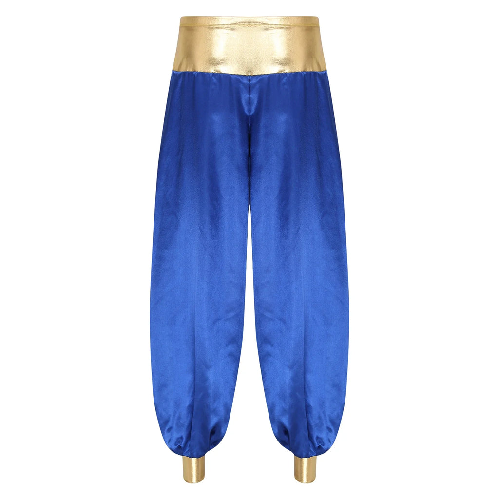 Halloween Men Arabian Indian Prince Cosplay Costume Stain Shiny Harem Trousers Arab Costume Carnival Dress Up Lantern Long Pants Lootquake LLC