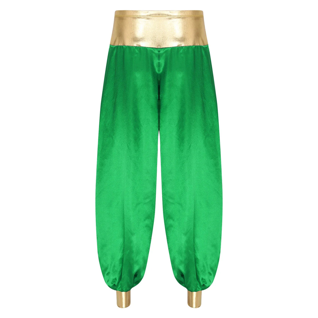 Halloween Men Arabian Indian Prince Cosplay Costume Stain Shiny Harem Trousers Arab Costume Carnival Dress Up Lantern Long Pants Lootquake LLC