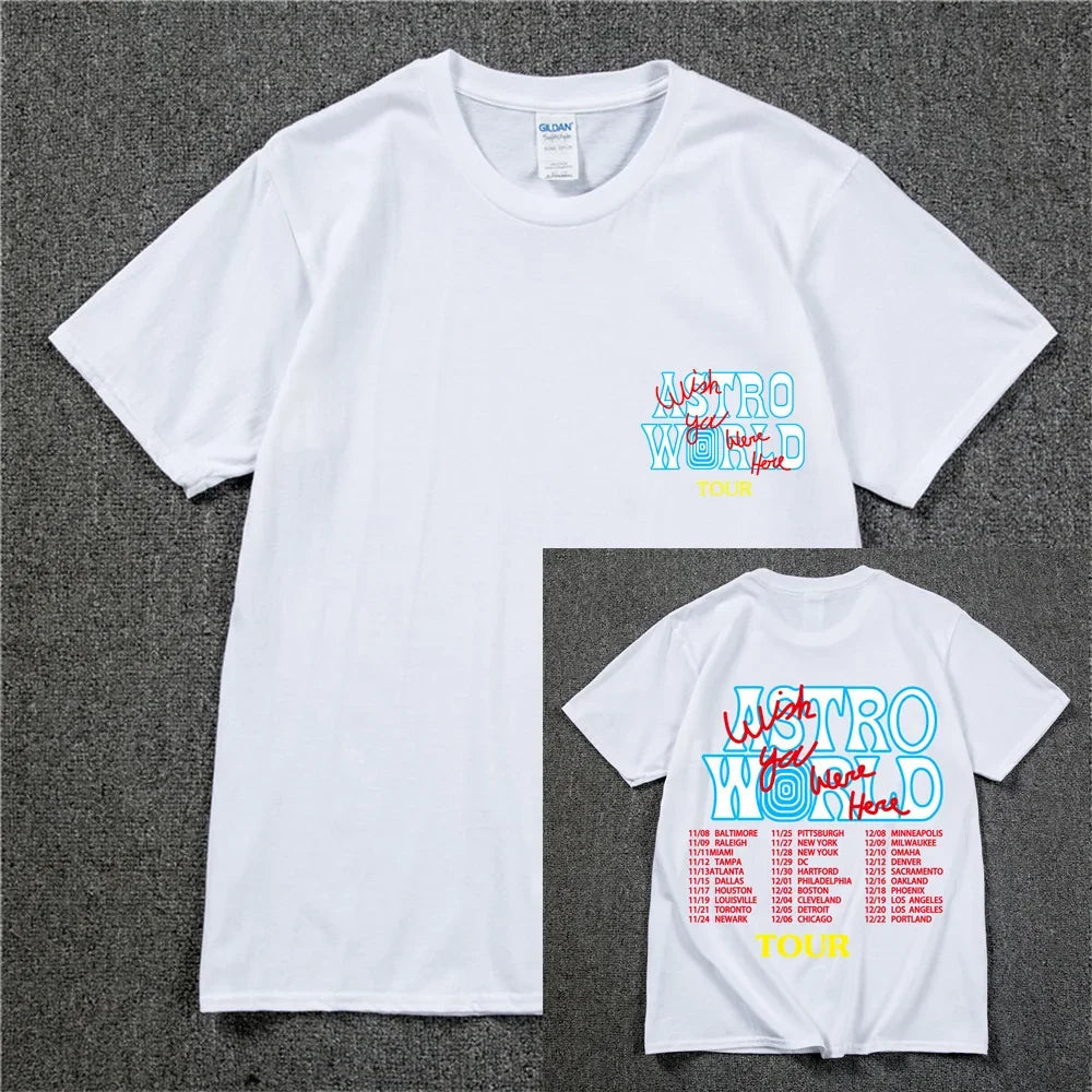 New Summer Hip Hop T Shirt Men Women Cactus Jack Harajuku T-Shirts WISH YOU WERE HERE Letter Print Tee Tops Lootquake LLC