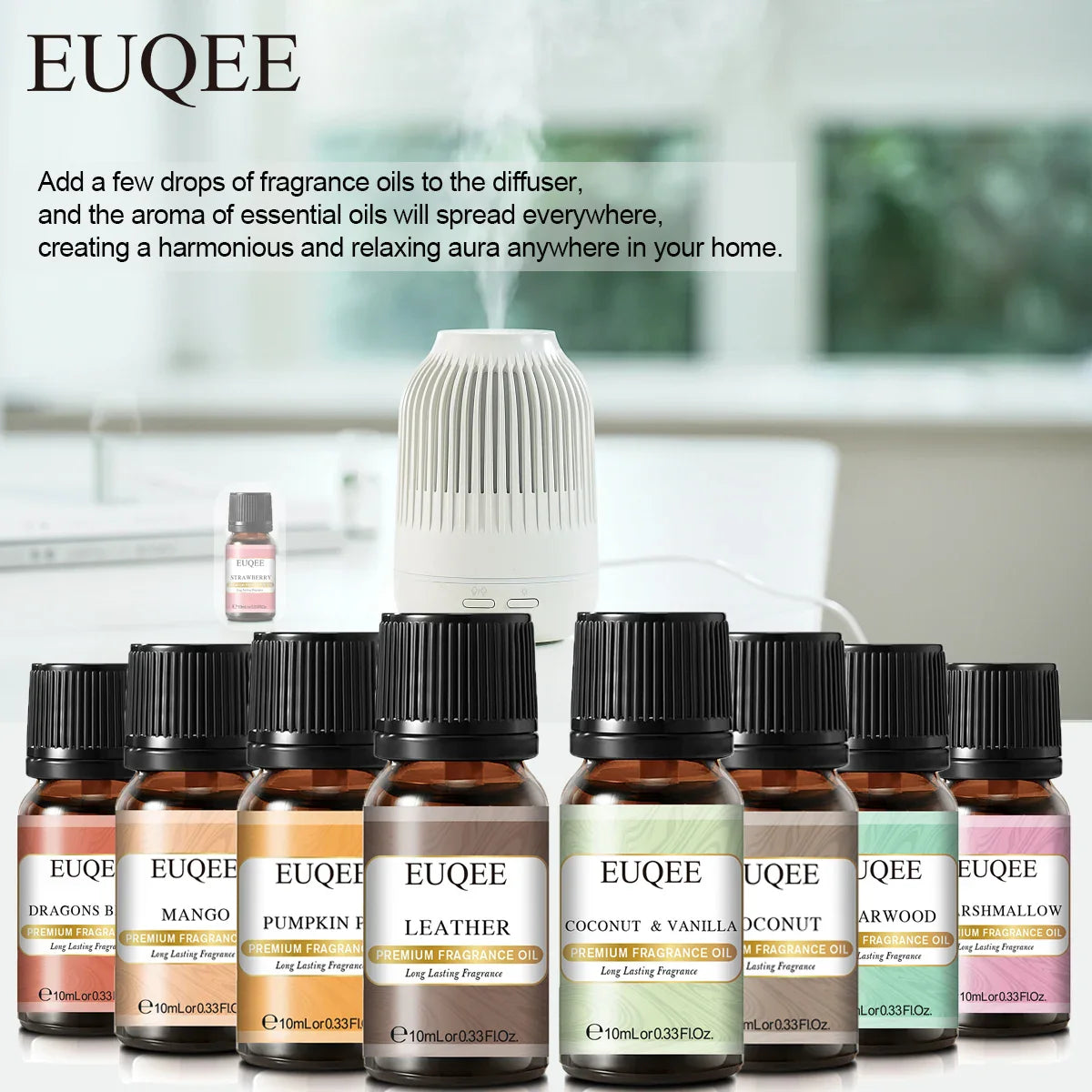 EUQEE 10ml Woody Fruit Fragrance Oil For Humidifier DIY Soap Candle Making Cedarwood Forest Pine Pumpkin Pie Coconut Pineapple Lootquake LLC