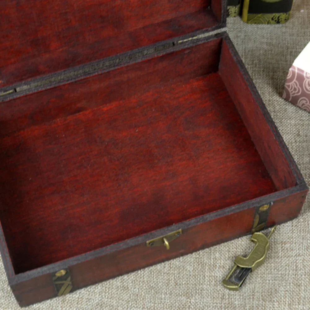 Wood Box 23 x 16 x 7.5cm Natural Wooden Storage Case Home Storage Retro Wooden Keepsake Box for Art Hobbies Gift Jewelry Rings Lootquake LLC