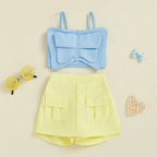 Adorable Baby Girl Sleeveless Top and Shorts Set with Cute Butterfly Print for Summer Outfit 2 Pieces Set