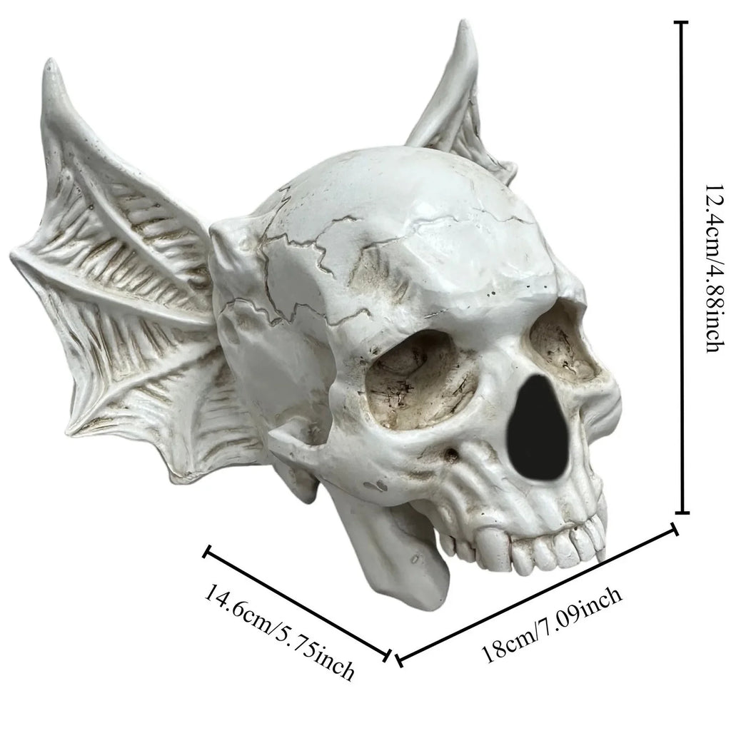 ‌Halloween Bat Skull Decor Spooky Gothic Home Decoration Unique Resin Handmade Craft Creepy Party Supplies Scary Shelf Display Lootquake LLC