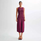 Fashion Knitted Long Dress For Women Elegant Sleeveless Button Maxi Sweater Bodycon Dresses Female Party Fashion Vestidos 2024 N
