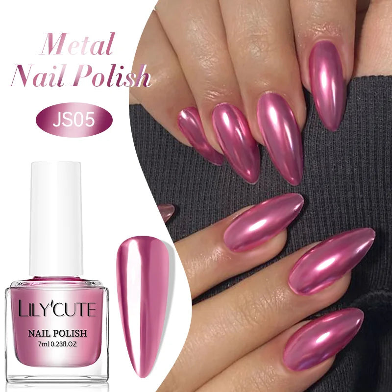 LILYCUTE 7ML Super Bright Gold Metallic Nail Polish No Need Lamp Quick Dry French Style Glass Bottle Manicure Nail Art Varnish Lootquake LLC