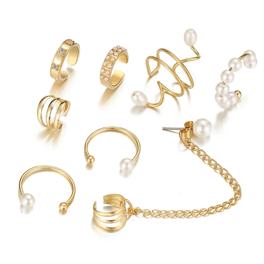 LATS Gold Color Leaves Ear Cuffs, Black Non-Piercing Ear Clip Earrings for Women & Men Lootquake LLC