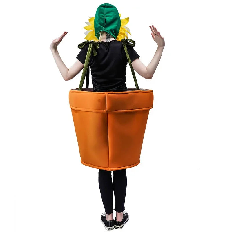Halloween Flower Pot Costume Sunflower Costume with Headpiece for Adults Kids Cosplay Women Garden Theme Party Sunflower Lootquake LLC