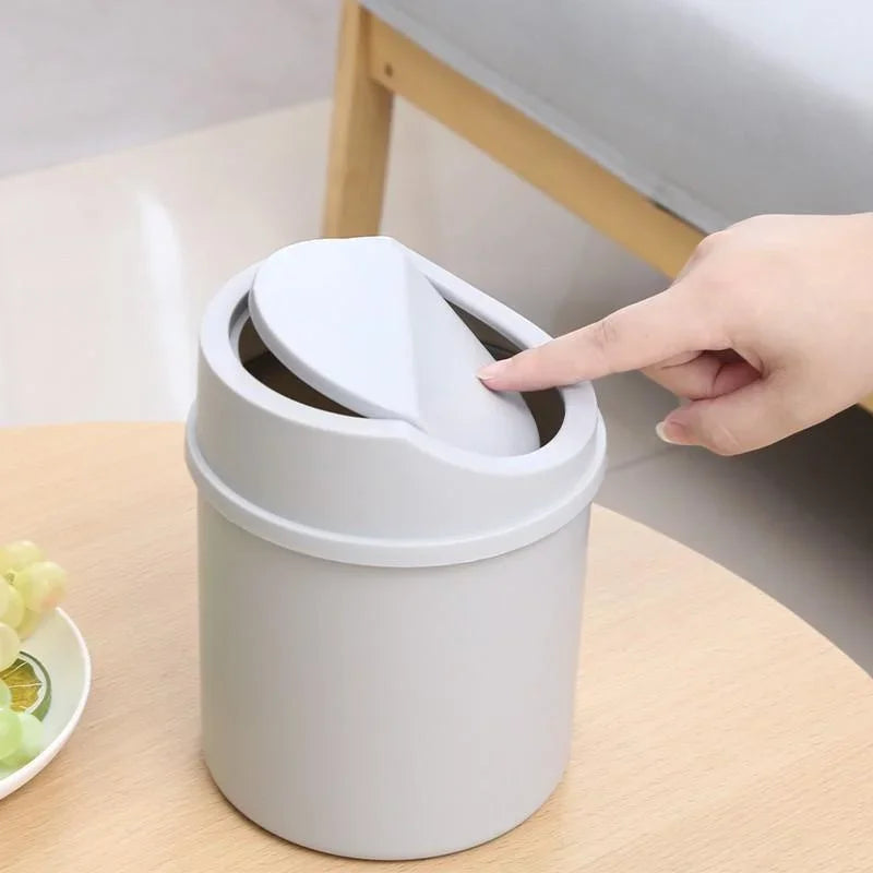 Mini Desktop Bin Small Trash Can Tube with Cover Bedroom Trash Can Garbage Can Clean Workspace Storage Box Lootquake LLC