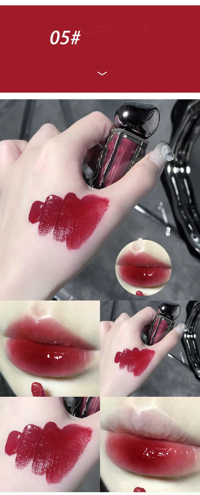 Dark Purple Lip Gloss Water Light Long Lasting Clear Moisturize Mirror Pink Peach Lip Tint Non Stick Cup Liquid Lipstick Makeup