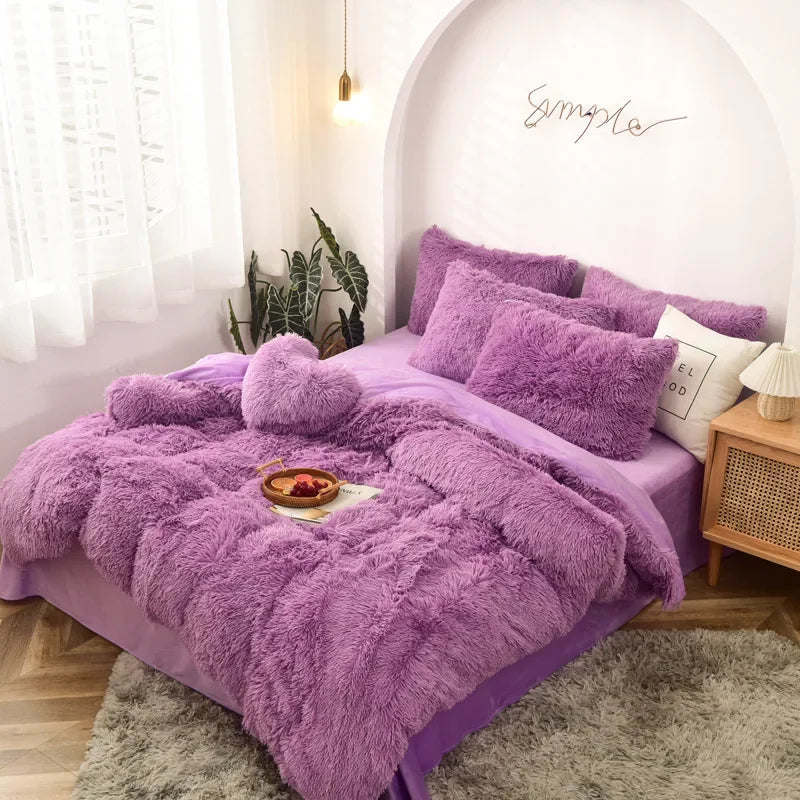 Mink four-piece set, plush crystal duvet set of four