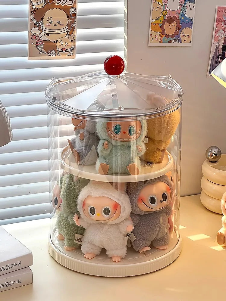 Labubu Rotating Display Box, Transparent Acrylic, Plush Doll Hand-Made Dust-Proof Labubu Pendant Storage Box. Lootquake LLC
