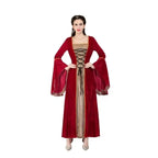 Medieval Renaissance Velvet Long Dress Women Victorian Retro Fancy Gown Halloween Cosplay Costume Plus Size