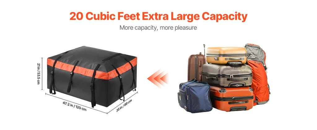SucceBuy Car Rooftop Cargo Carrier Bag 20/23 Cubic Feet Roof Cargo Carrier 840D PVC Waterproof Car Roof Luggage Bag for  Vehicle Lootquake LLC
