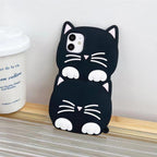 3D Cartoon Cute Cat Ear Phone Case For Iphone 12 13 11 Pro Max X Xr Xs Max 7 8 6 6s Plus Se 2020 Lucky Cat Cartoon Silicone Cat Phone Case Stevvex
