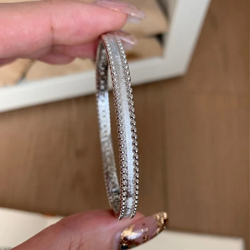 Classic silver 925 Light Luxury Round Bead Lace Brushed bracelet for women New in Simplicity Fashion bangles banquet Jewelry Lootquake LLC