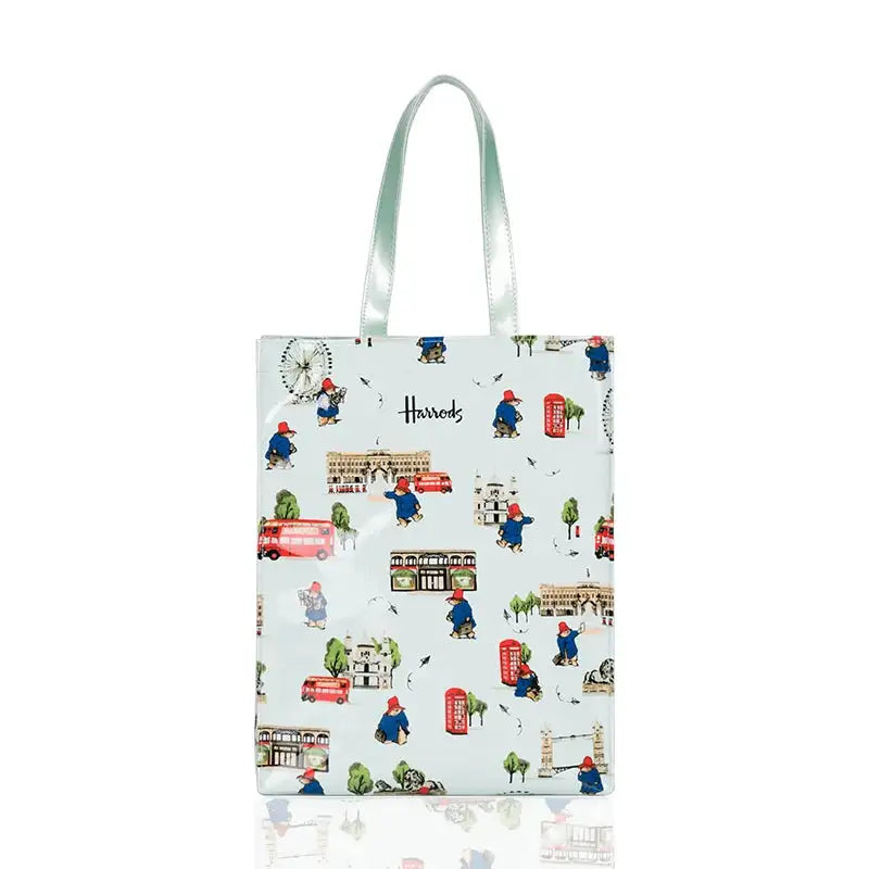 Cartton Print PVC Reusable Women's Shopping Bag Eco Friendly Flower Shopper Handbag Casual Female Student Shoulder Book Purse