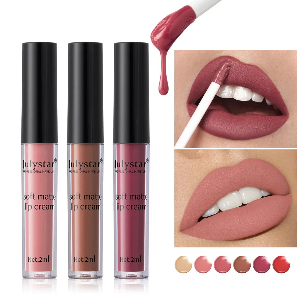 6-Color Velvet Lip Glaze Lipstick High Color Lip Makeup Waterproof Long-Lasting Nude Lip Color Liquid Cosmetics Lootquake LLC