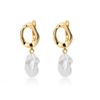 Circle Earrings For Women Vintage Punk Round Baroque Pearl Earrings Stainless Steel Circle Ear Clip Women Jewelry Gift Mujer