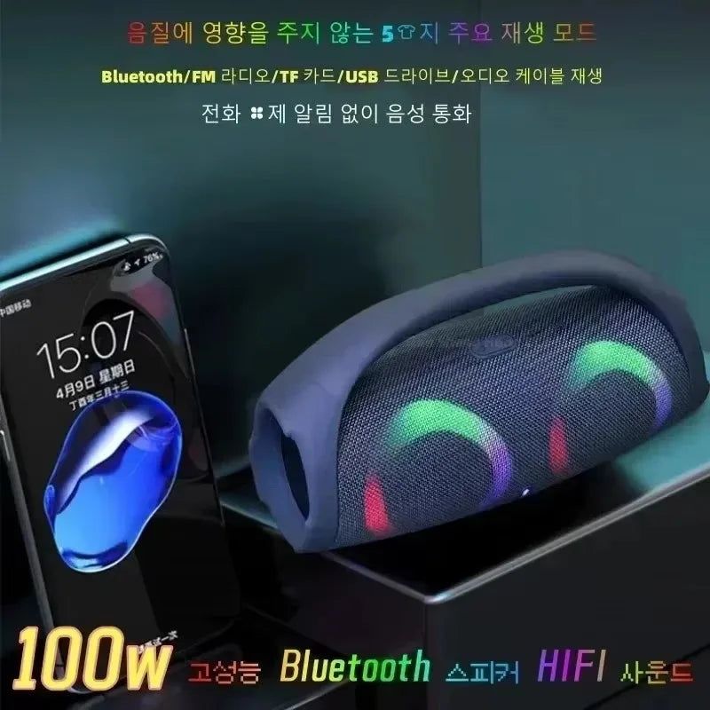 Portable Waterproof 100W High Power Bluetooth Speaker RGB Colorful Light Wireless Subwoofer 360 Stereo Surround TWS FM Boom Box Lootquake LLC