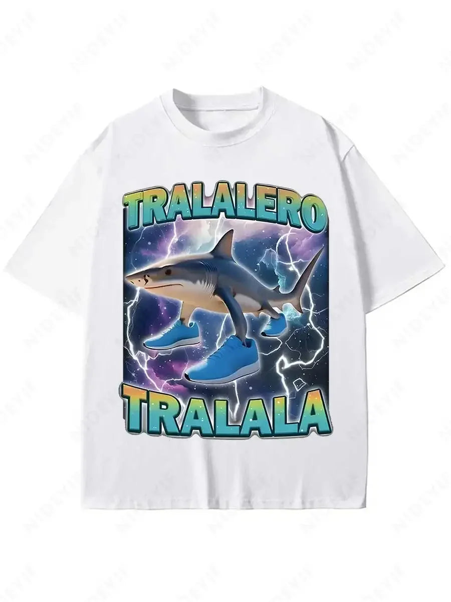 Tralalero Tralala Funny Shark Meme T-shirt Gifts Women's Fashion Gothic Vintage T-shirts Casual T Shirt Pi-Mart