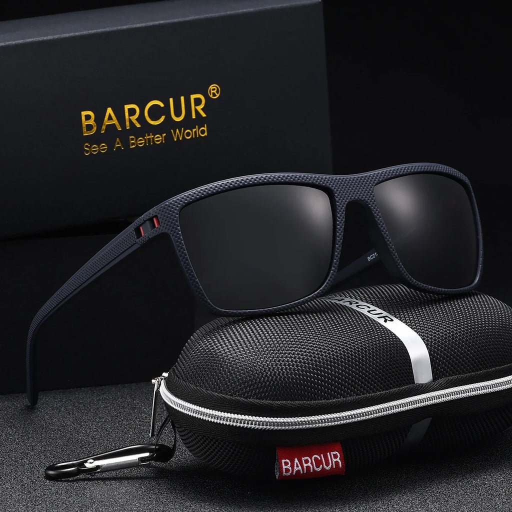 BARCUR Classic Fashionable Men’s Polarized Sports Sunglasses – Durable Lightweight Rectangular Frame UV400 TAC Lenses Comfortable Fit Outdoor Eyewear for Hot Summer Days All Ages and Activities