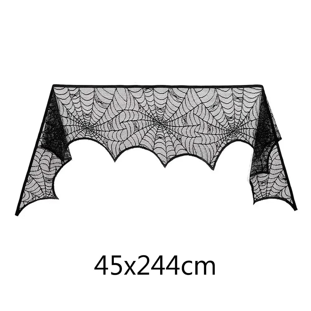 Halloween Decorations Set Spider Web Table Runner Fireplace Scarf Cover Tablecloth 3D Bats Wall Stickers Halloween Party Decor Lootquake LLC