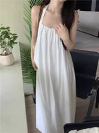 Summer Vacation Dress Thailand Style Open-back Halter Neck Age-reducing Photography Beach Long Dress Belted