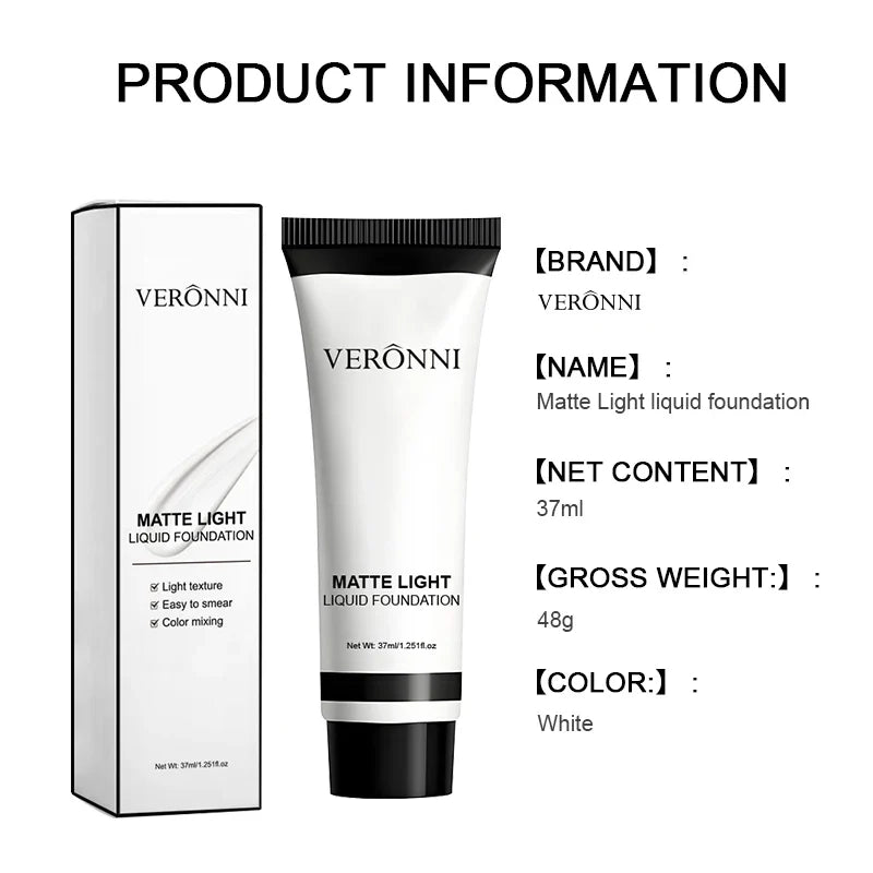 White Liquid Foundation - Full Coverage, Oil Control & Long Lasting, for Stage Makeup, Halloween, Cosplay Makeup (37ml) Lootquake LLC