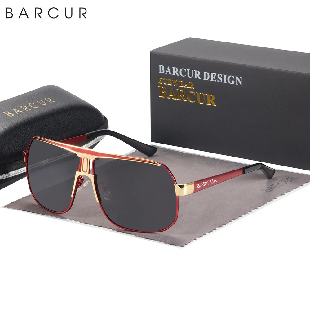 BARCUR Polarized Sunglasses for Men – Trendy UV400 Gradient Lens Oval Comfortable Frame Sports Driving Hiking Fishing Outdoor Fashion Eyewear with Durable Stainless Steel Frame – Casual Apparel Accessory Gift for Him Stevvex