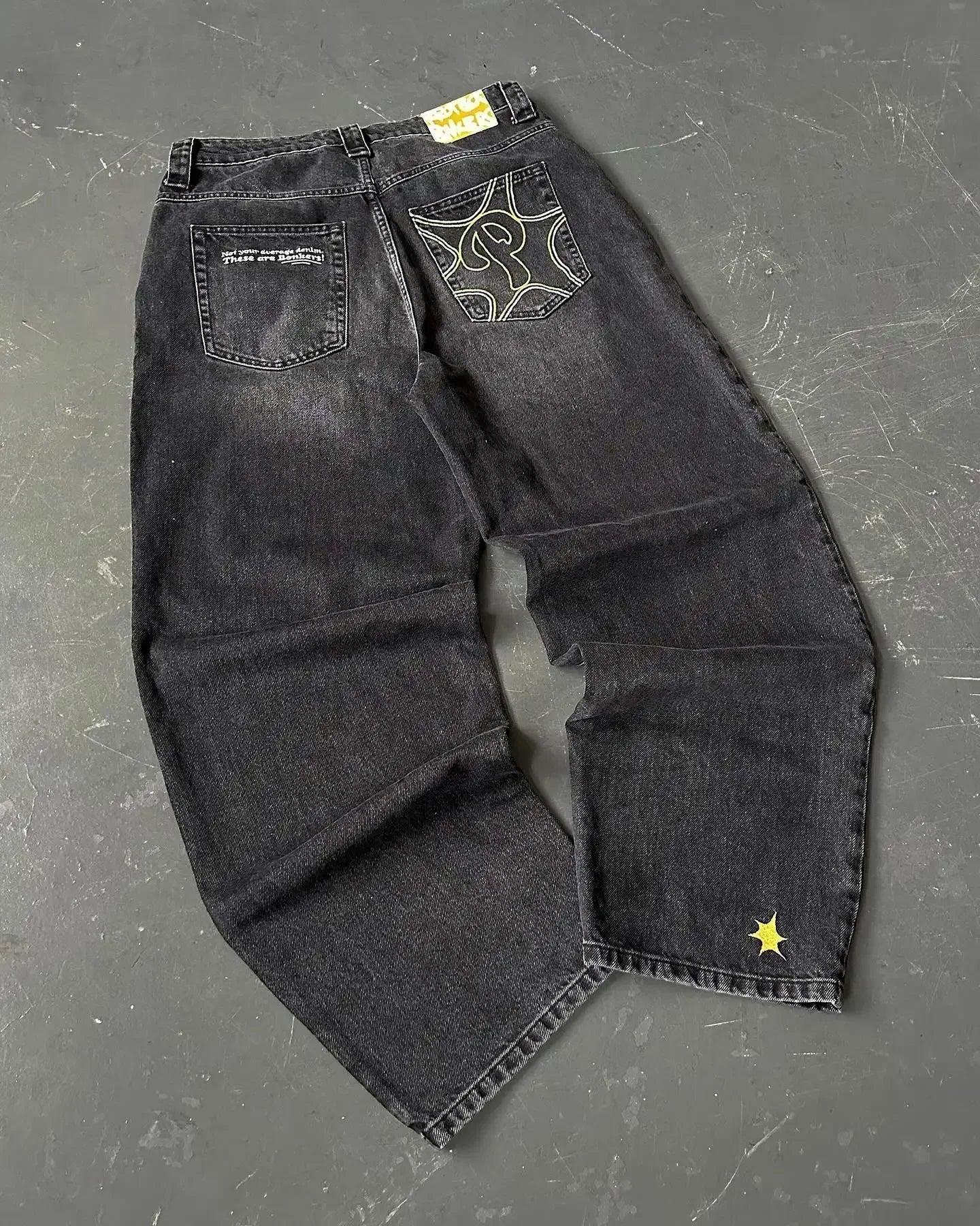 2024 New American Trend Retro Hip-hop Embroidery Pattern Baggy Jeans For Men And Women Y2K Harajuku Gothic Wide Pants Streetwear Lootquake LLC