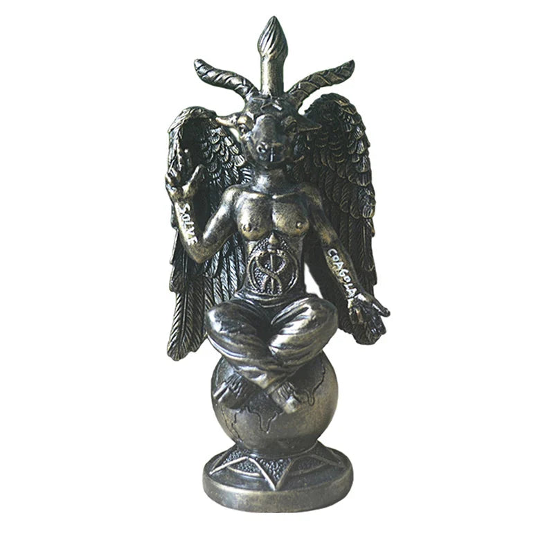 Horned God Baphomet, Sabbatic Goat Statue; Mendes Divine Goat Idol; Satanic Church Resin Figurine