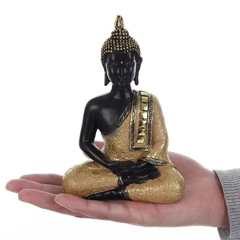 Thai Buddha Figurine Sculpture Sitting Buddha Statue Home Office Decor Indoor Statue Ornament 15cm Feng Shui Ornaments Crafts Lootquake LLC