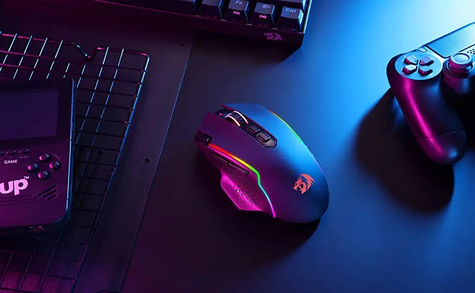 Redragon M810 Pro Wireless Gaming Mouse, 10000 DPI Wired Gamer Mouse w/ Rapid Fire Key, 8 Macro Buttons, Black/White Mouse Lootquake LLC