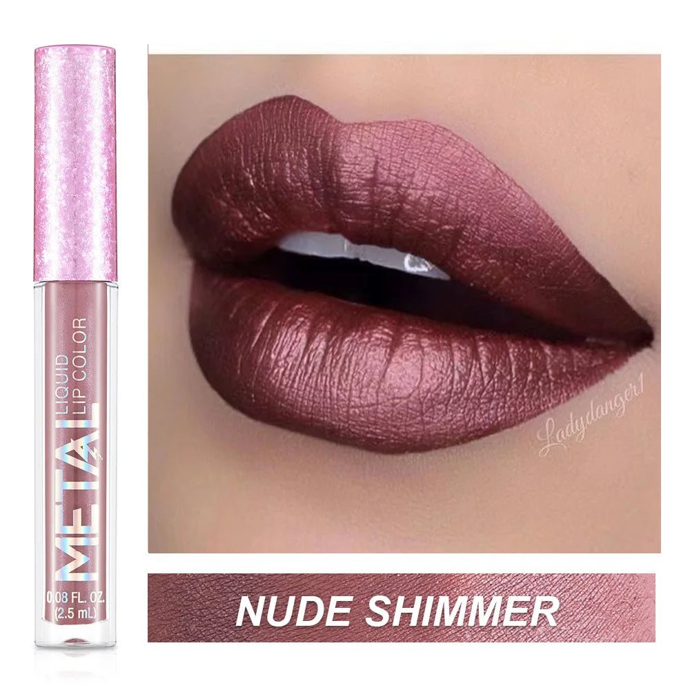 Metallic No-stick Cup Lip Gloss Glitter Matte Moisturizing Waterproof Long Lasting Lip Glaze Liquid Lipstick Lip Makeup Cosmetic Lootquake LLC