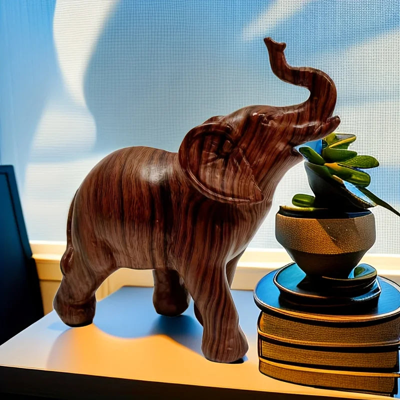 1pc Wildlife Collection Elephant Sculpture Statue - Resin Decor For Home Decoration And Desktop Decoration,Cute Ornament, Lootquake LLC
