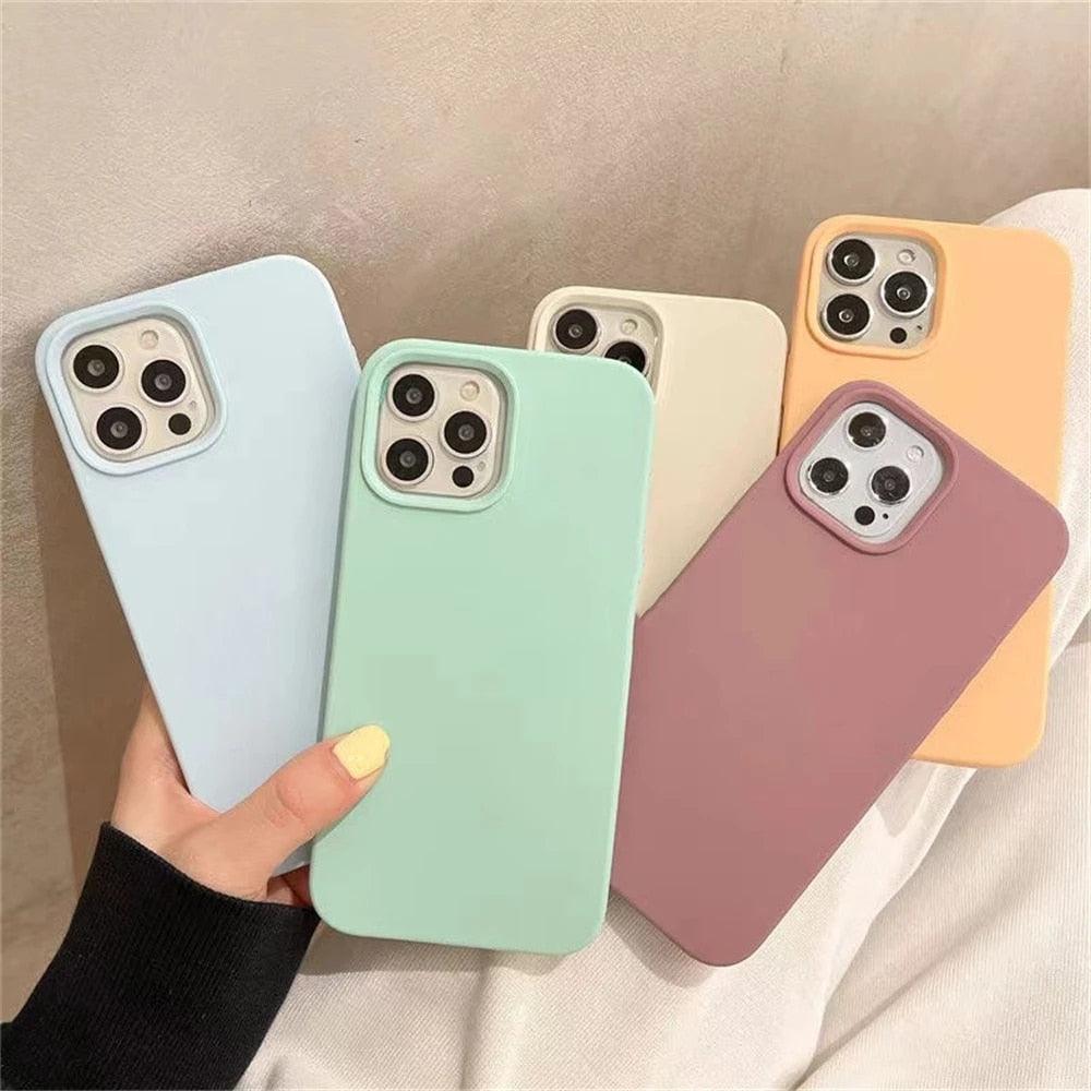 Unique Solid Color Soft Silicone Phone Cases For iPhone 13 12 11 14 Pro Max X XR XS Case For iPhone 12 13 Pro 7 8 SE Cover Silicone Phone Cover Ultra Slim Shockproof Protective Case for iPhone 14 Stevvex