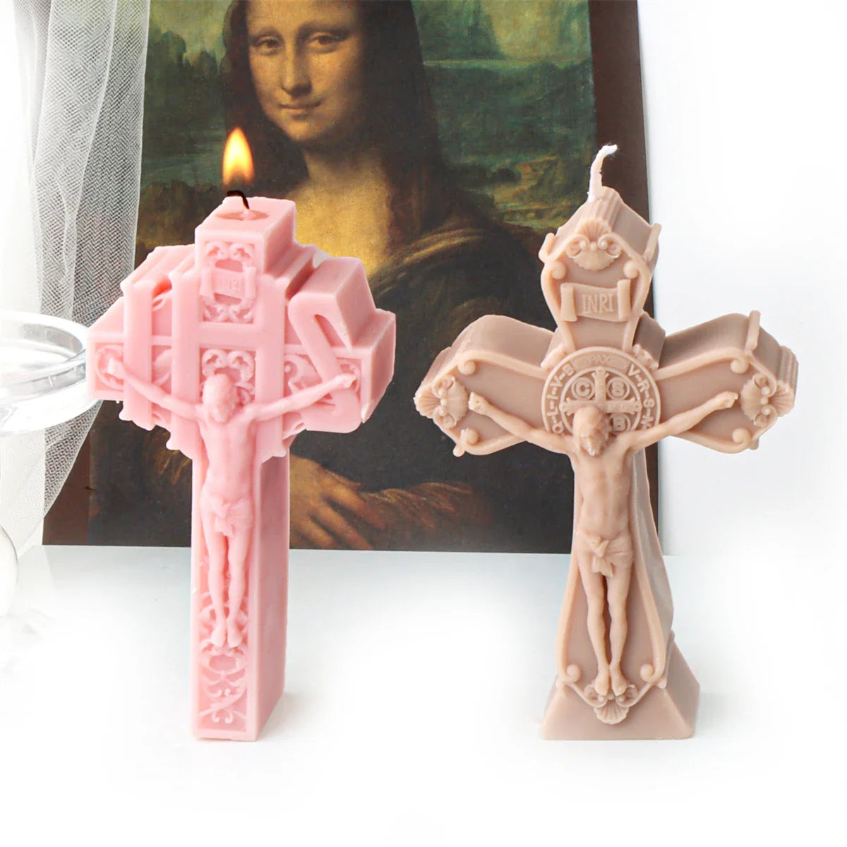 3D Jesus Cross Sculpture Candle Silicone Mold Resin Casting for Aroma Beads Soap DIY Handmade Decoration Gift Craft Lootquake LLC