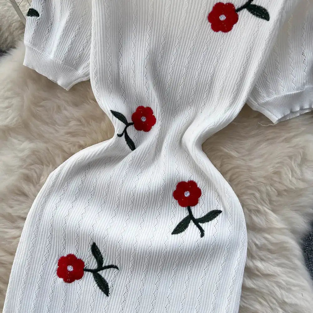 Crochet Dresses Knit Cut Out Dress Jurk Dames Beach Dresses for Women 2023 Short Sleevel Female Vestidos Mujer Maxi Long Dress