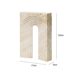 Travertine Sculptures and Figurines Archway Shape Statue for Shelf Coffee Table TV Cabinet Bookshelf Living Room Home Decoration