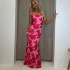 3D Flowers Mesh Patchwork Maxi Dresses Women Sleeveless Embroidered Floral Long Dress Elegant Evening Party Wedding Gowns