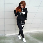 Heart Print Plus Size Hoodie & Sweatpants Set THRIXINE